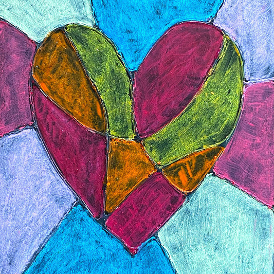 Oil Pastel Love Heart Drawing