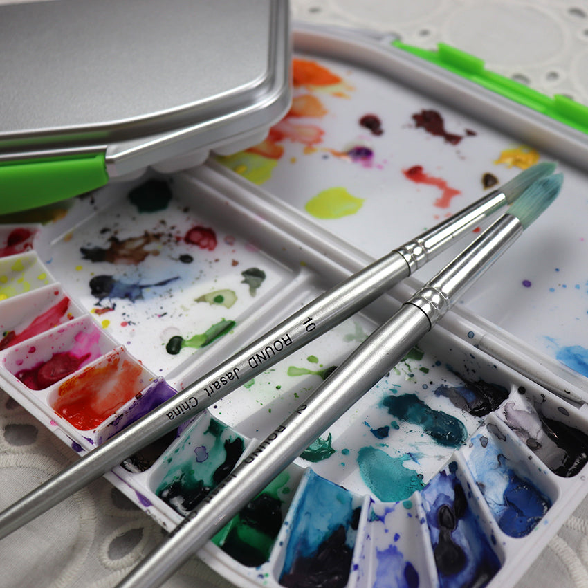 Folding palette with clip | Watercolour | Gouache | Travel palette