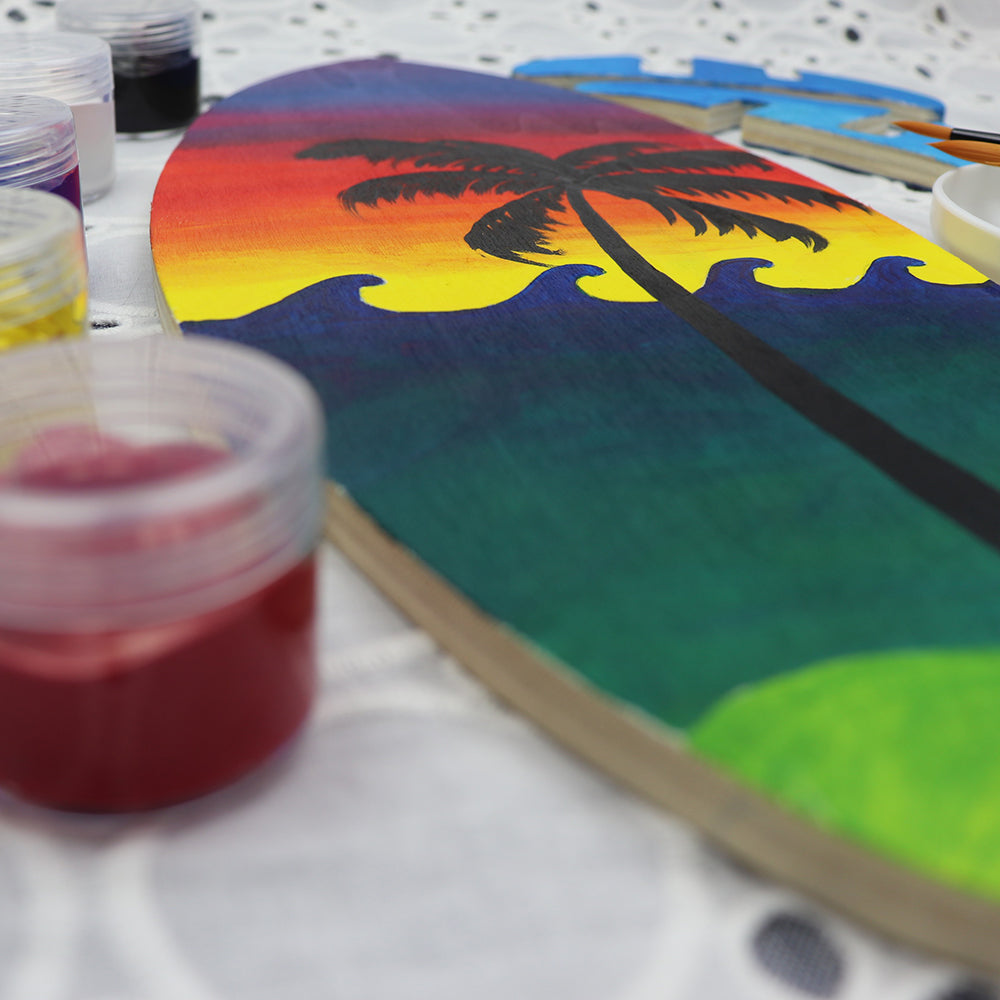 DIY timber surfboard with stand | Kids art project