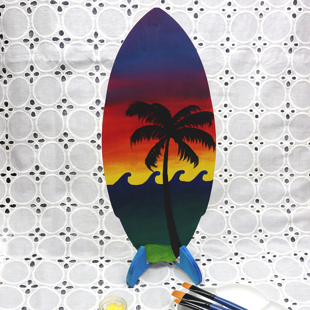 DIY timber surfboard with stand | Kids art project