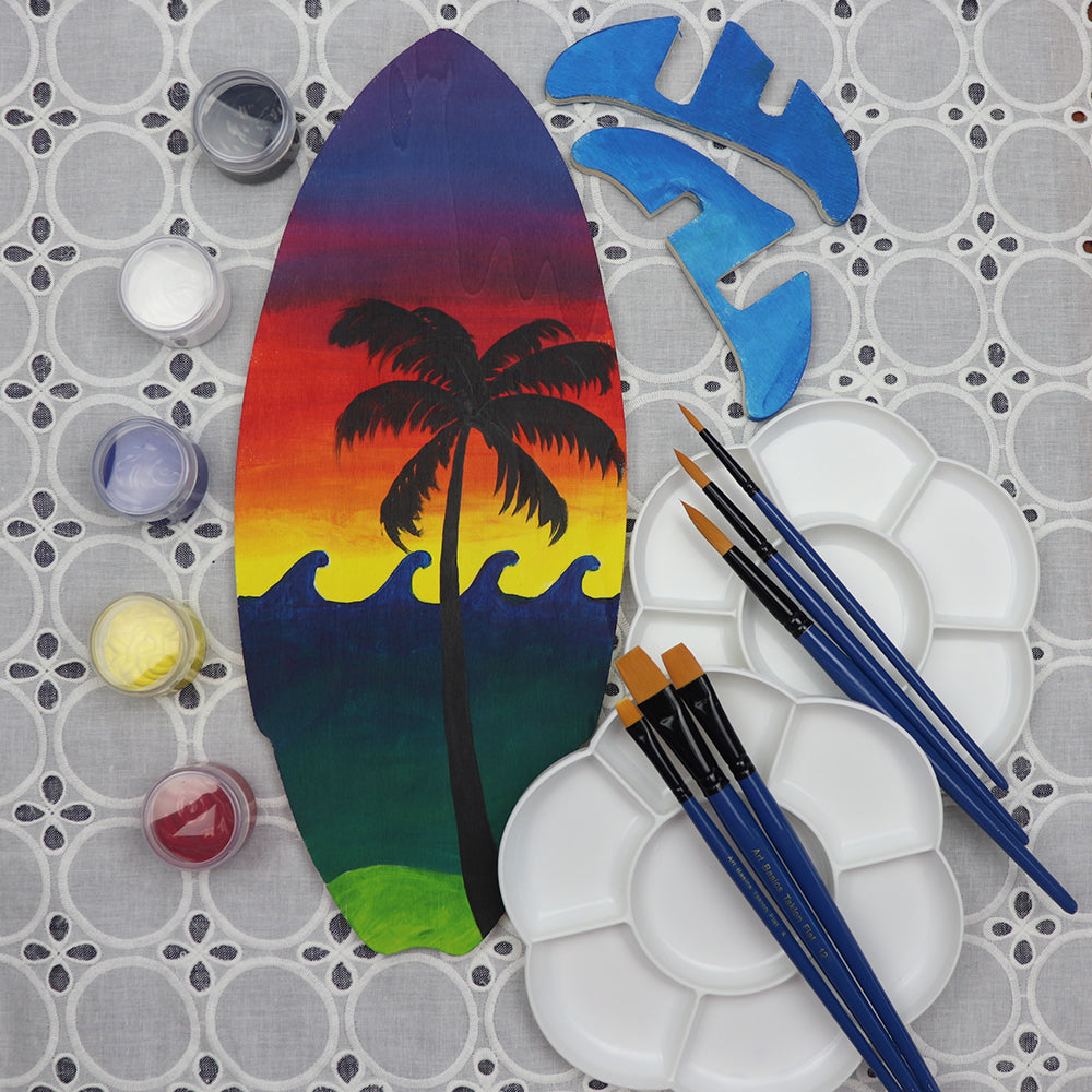 DIY timber surfboard with stand | Kids art project