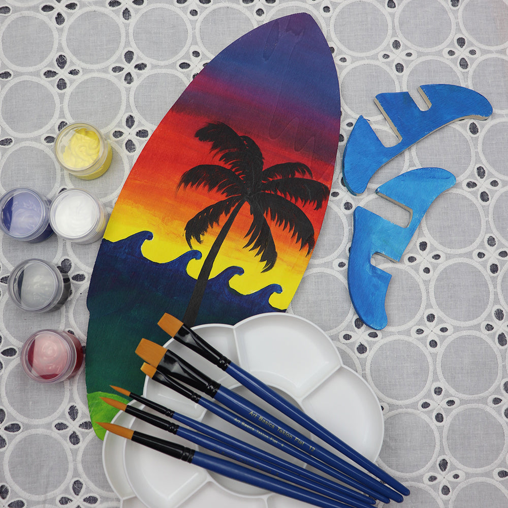 DIY timber surfboard with stand | Kids art project