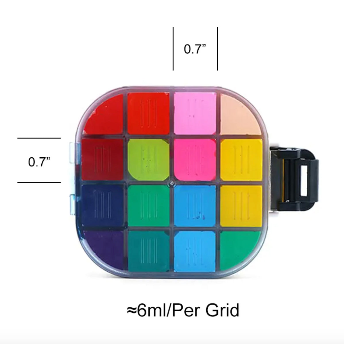 16 Grid Sealed Air Tight Paint Tray | Folding Palette Storage Box | Watercolour or Gouache | Painting Art Supplies
