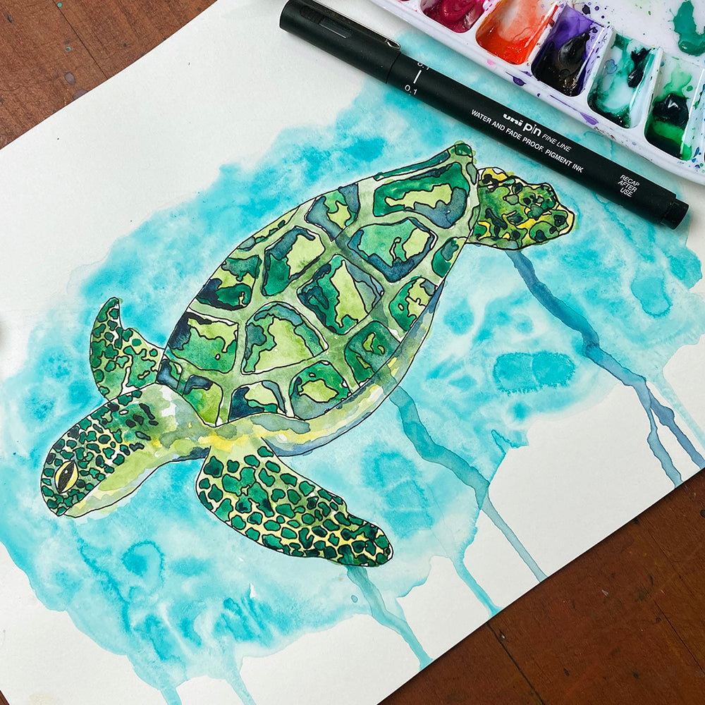 June '24 | Untangle with Watercolour | Paint n Sip | Doodling | Turtle