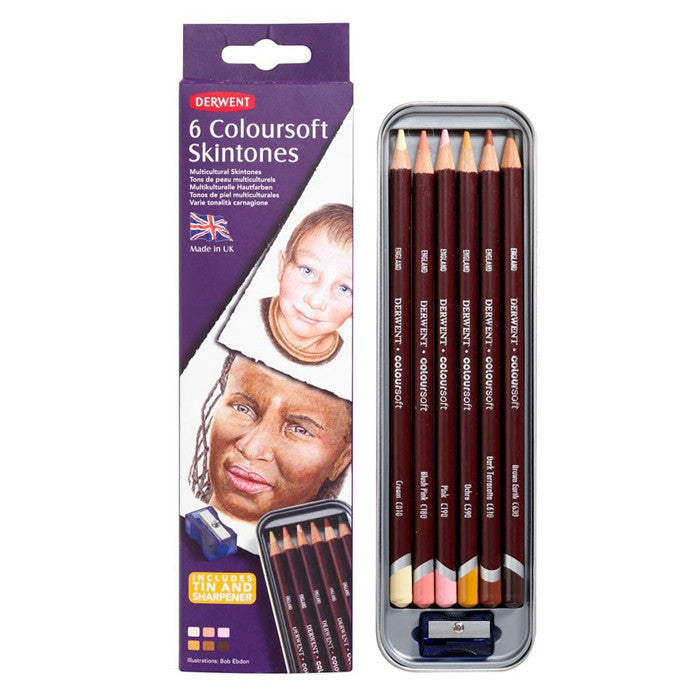 Derwent 6 Coloursoft Skintones for drawing portraits.