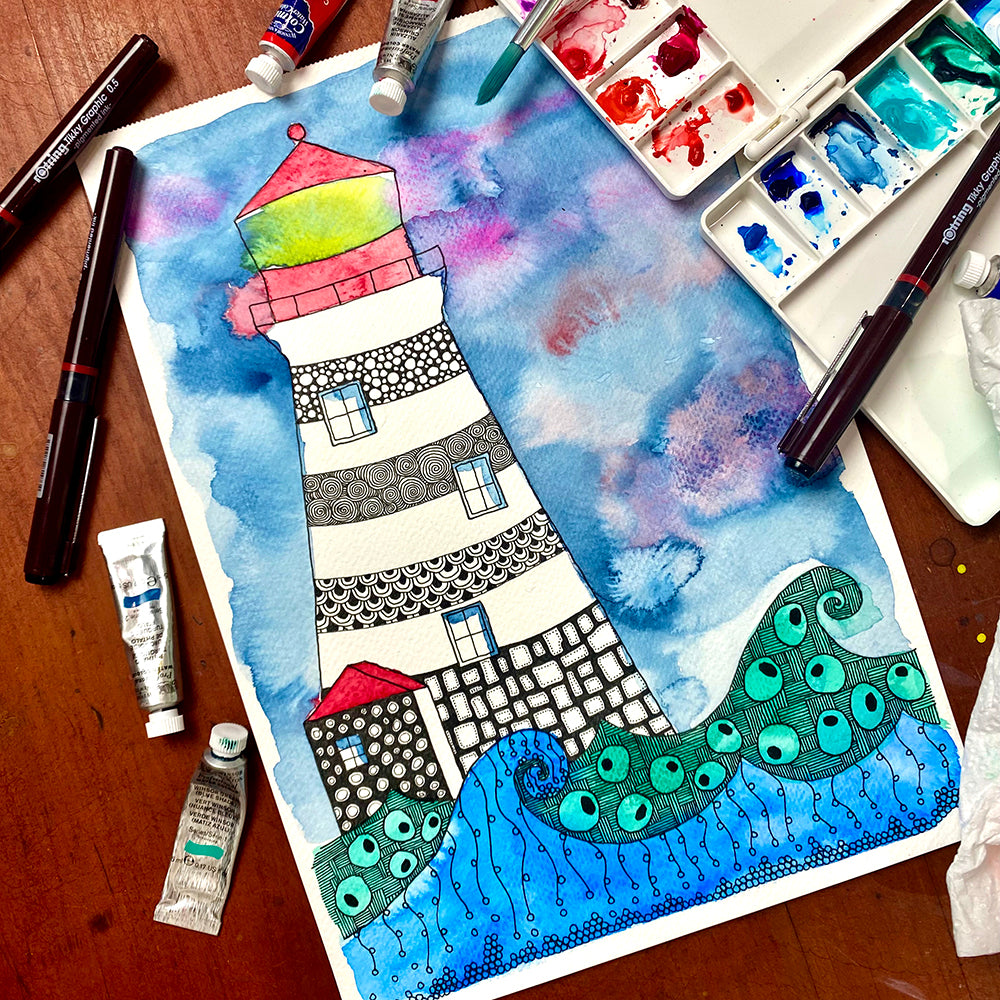 June 23 | Untangle with Watercolour | Paint and Sip | Watercolour | Doodling