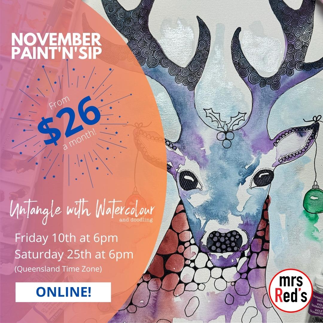 November 23 | Untangle with Watercolour | Paint n Sip | Doodling