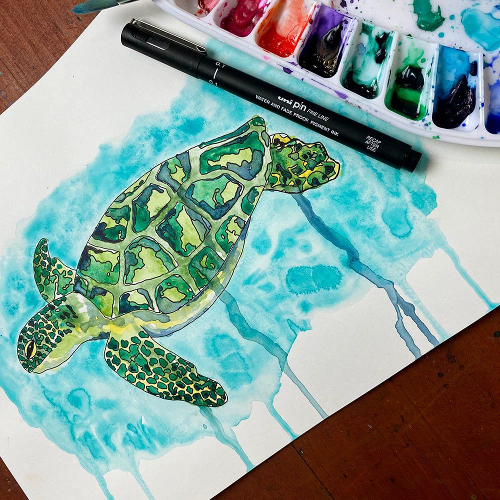 June '24 | Untangle with Watercolour | Paint n Sip | Doodling | Turtle
