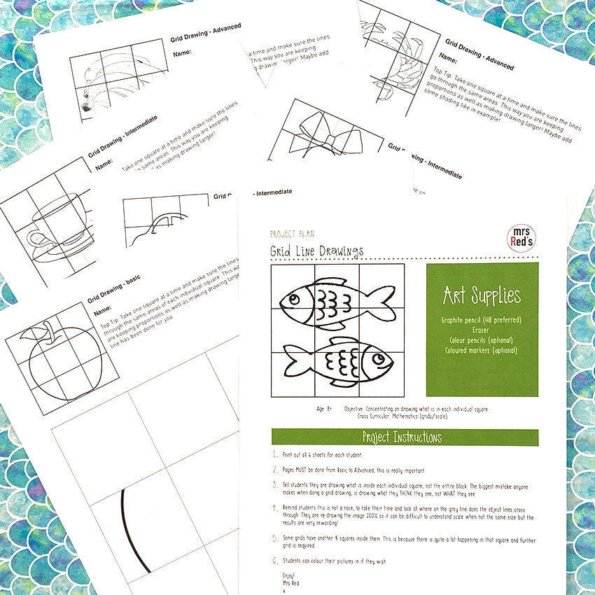 Grid Line Drawing | Digital Art Lesson Plan | Downloadable