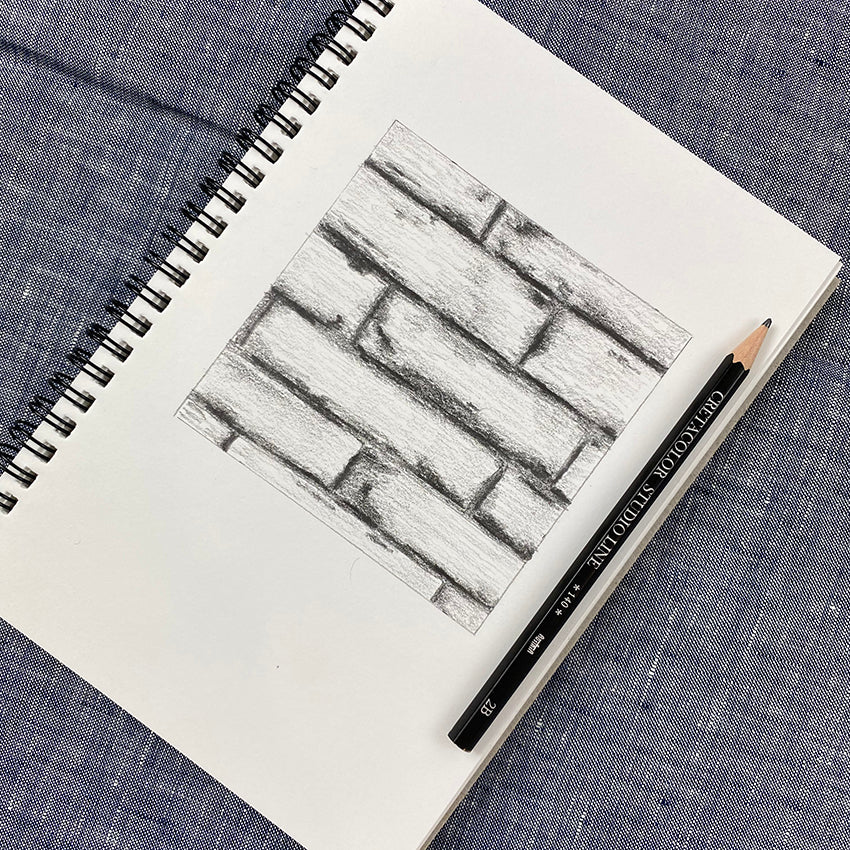 drawing of a brick wall in lead pencil