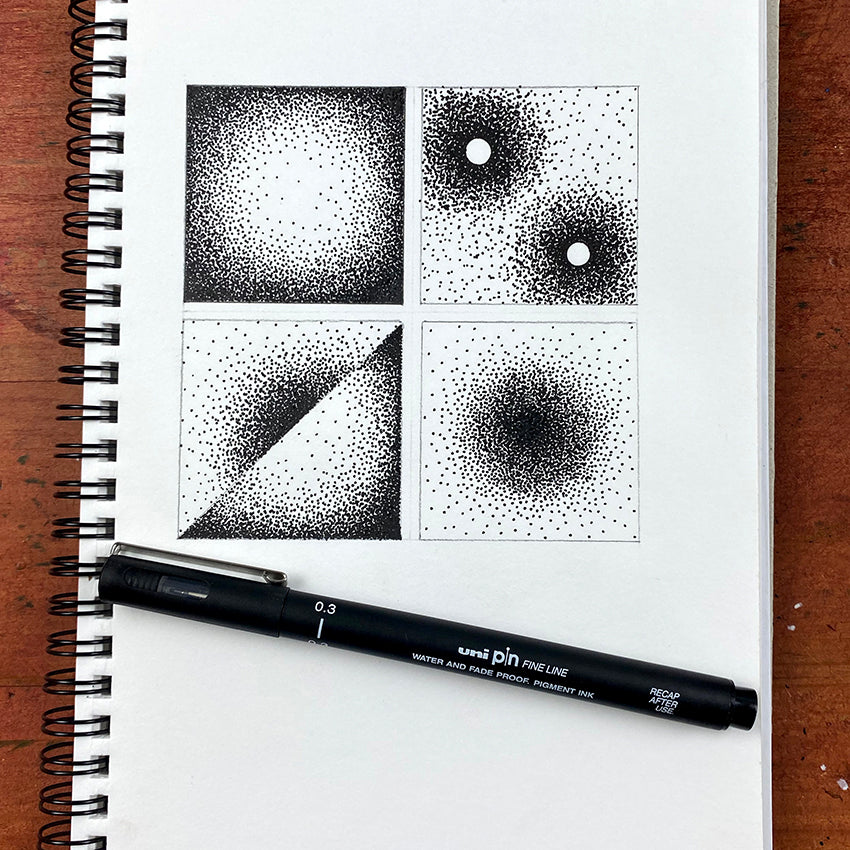 Pointillism stippling drawing art