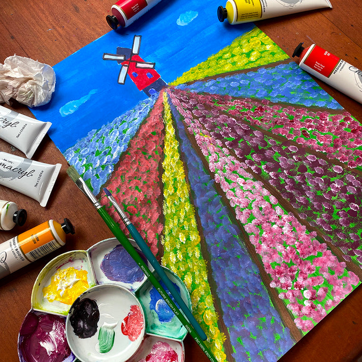 One Point Perspective Painting | Kids Art Project | Acrylic Paints ...