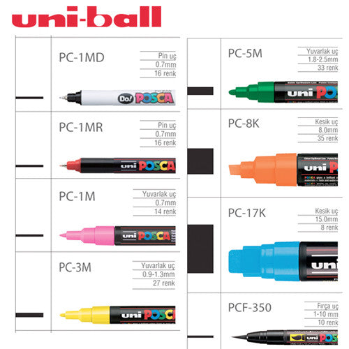 UNI POSCA Paint Pens Art Markers - PC-1M PC-1MR PC-3M PC-5M PC-8K